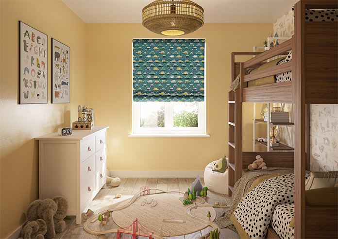 Roadtrip, Teal Blue - Twist&Fit Roman Blind - Image 8